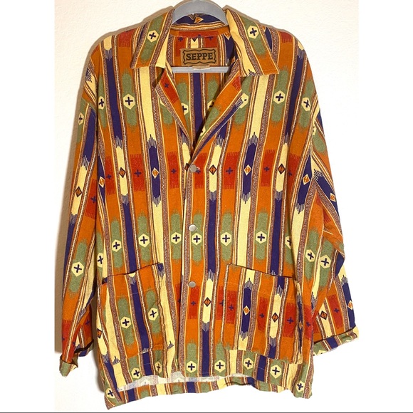 Vintage Seppe Western Aztec Print Button Down-S - Picture 1 of 4